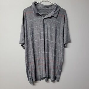 Falls Creek Performance Polo Shirt Gray‎ Heathered Stripe Short Sleeve XXXL